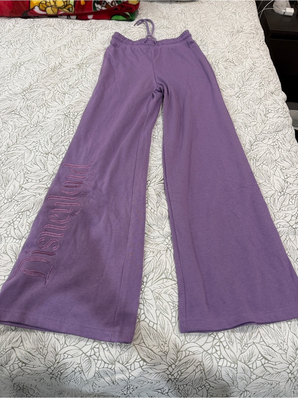 Disney Lavender Embroidered Wide-Leg Lounge Pants